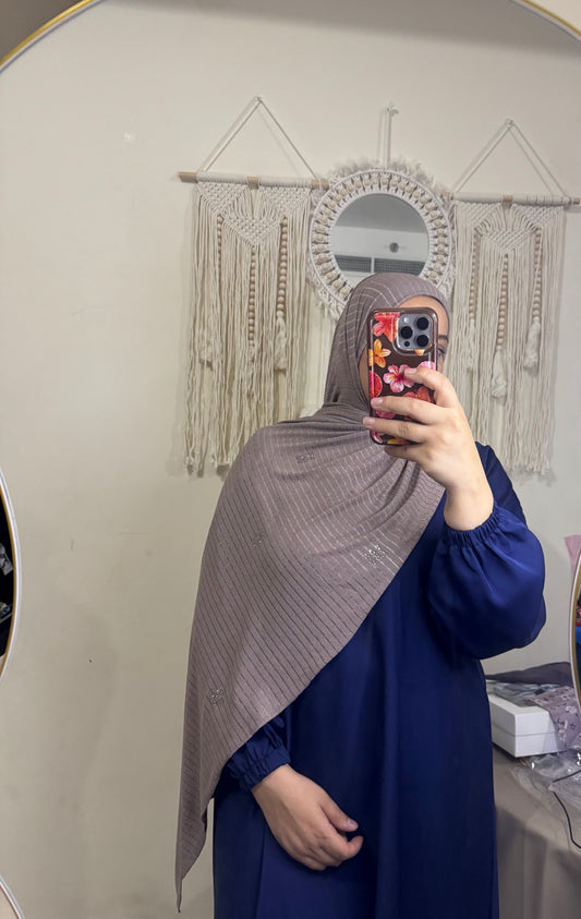 حجاب قطن مرصع بالكريستال