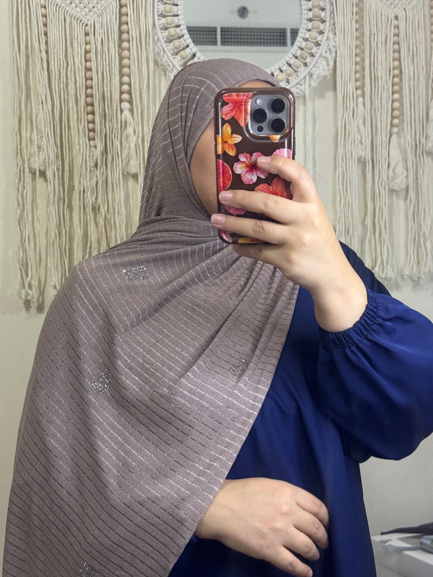 حجاب قطن مرصع بالكريستال