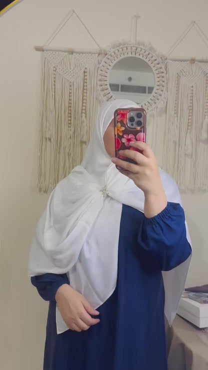 حجاب شرعي مربع كبير مع اكسسوار